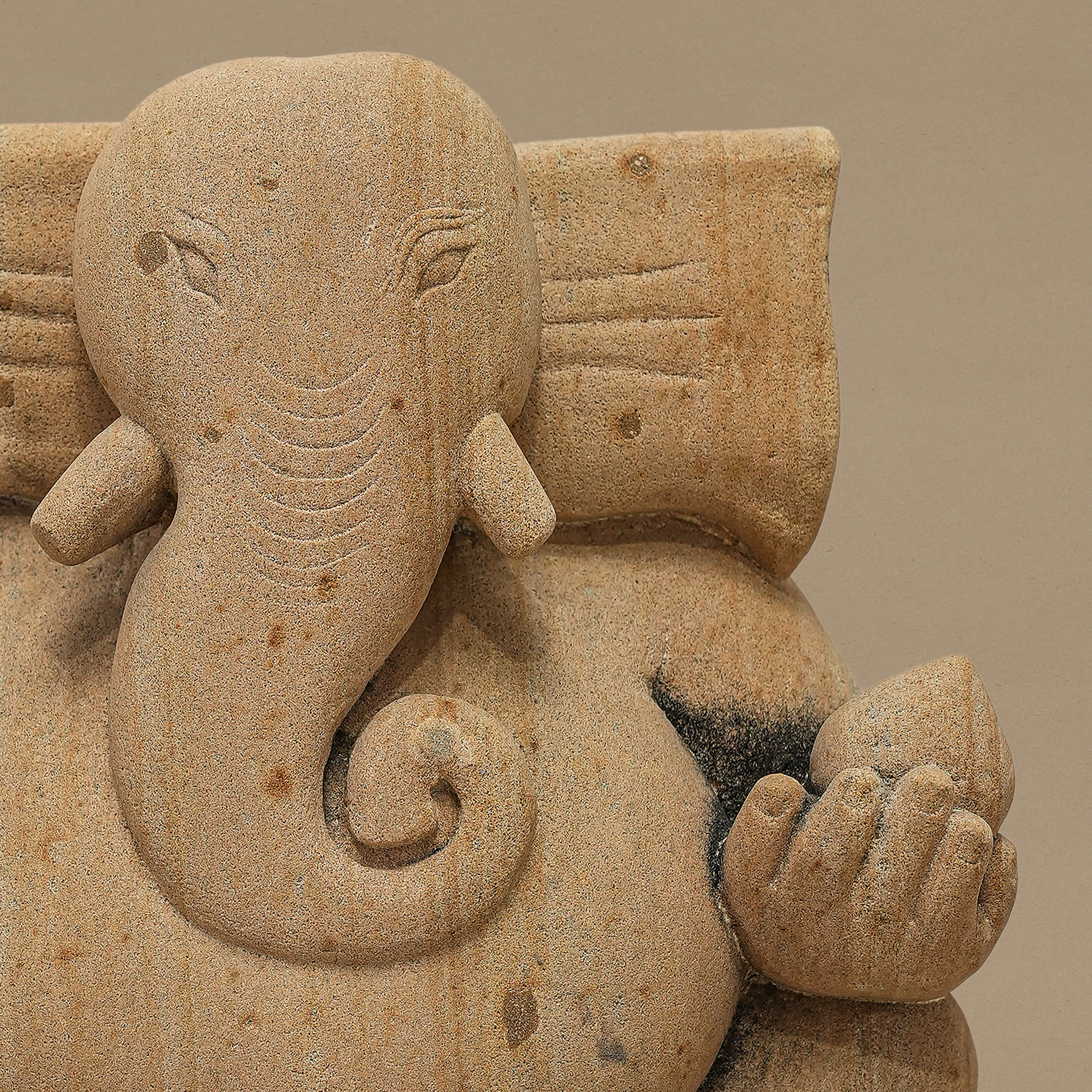 11" Lord Ganesha Statue | Handcrafted from Yellow Sandstone