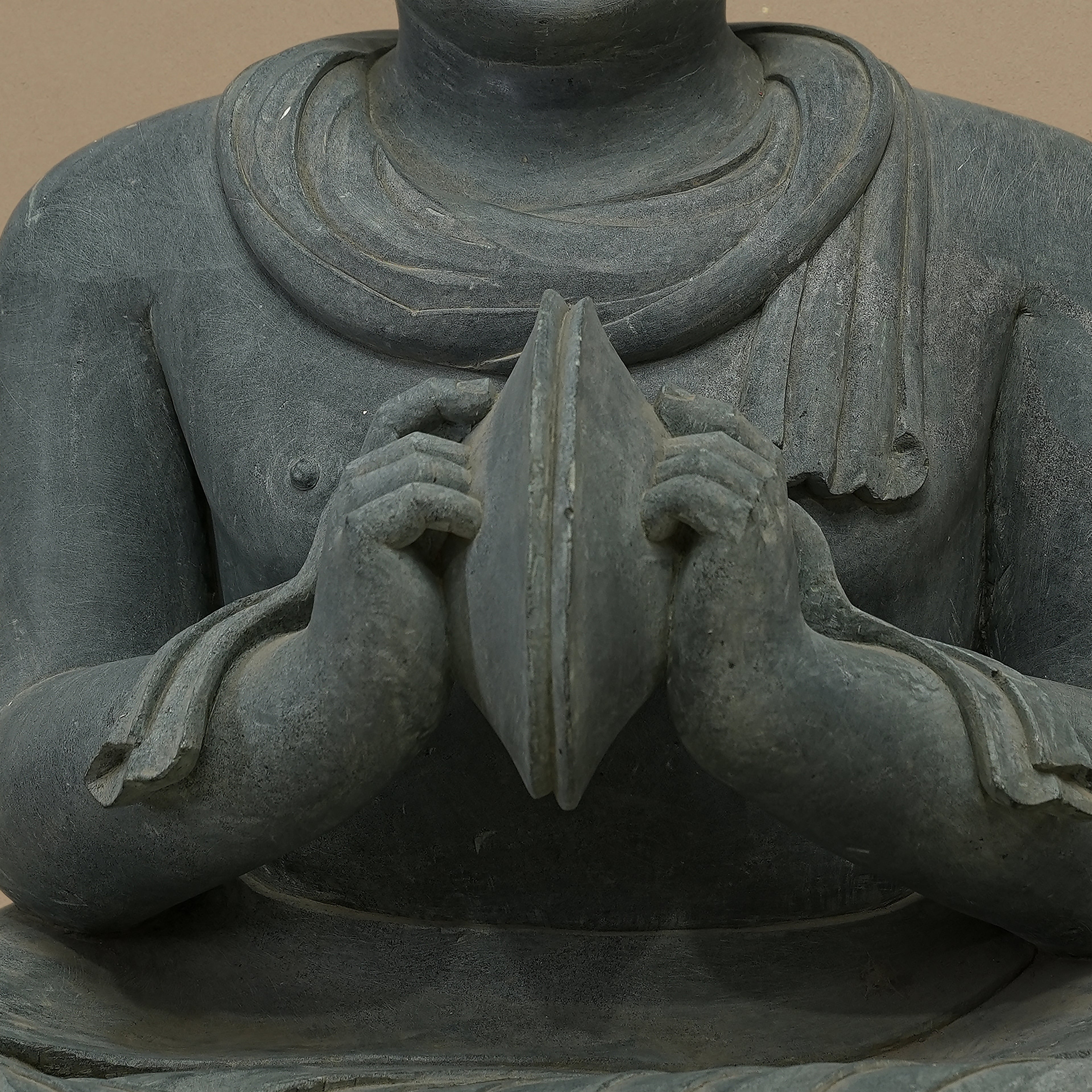 16" Cymbal-Playing Musician Statue | Handcrafted from Dungarpur Black Stone