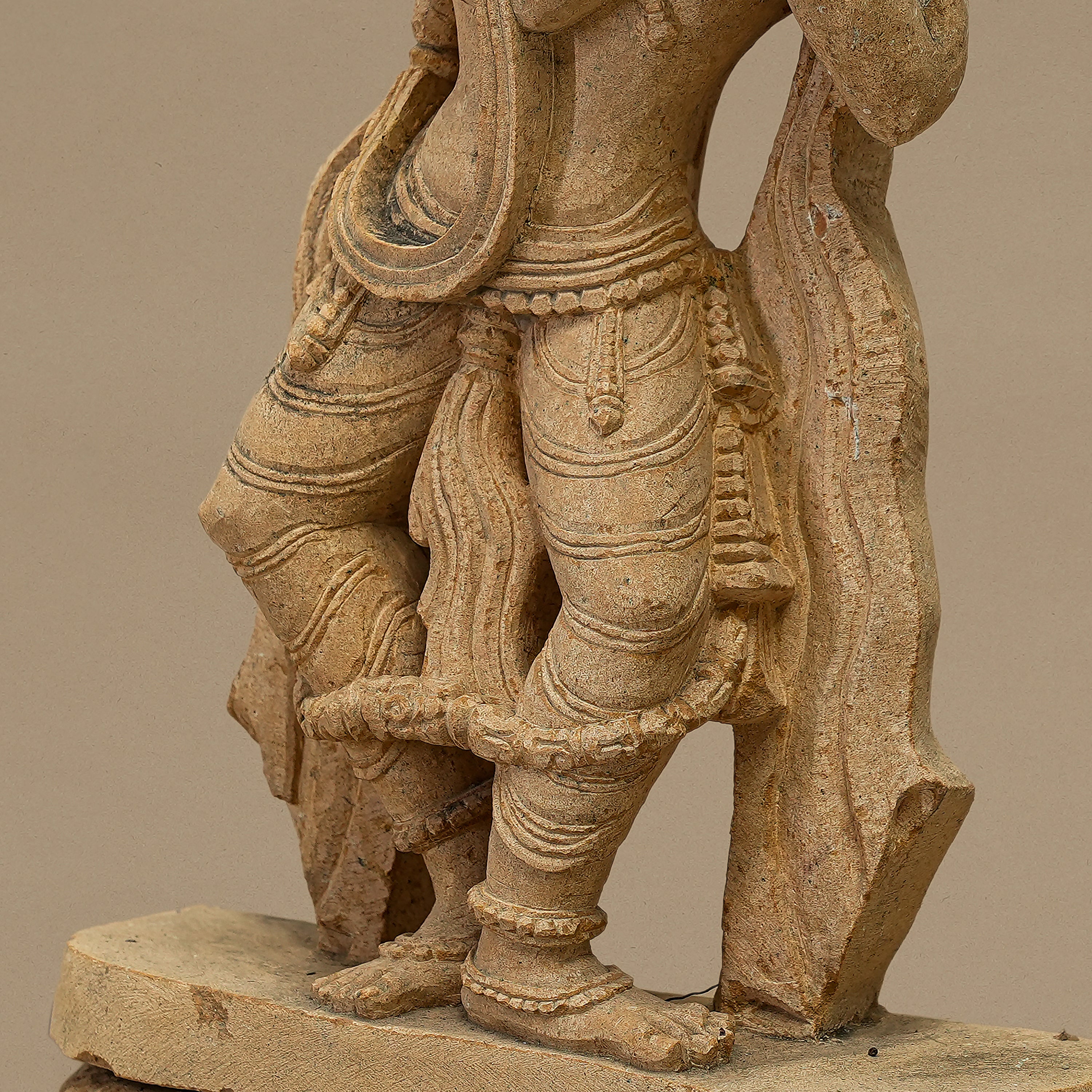 15.5" Graceful Female Statue | Handcrafted from Yellow Sandstone