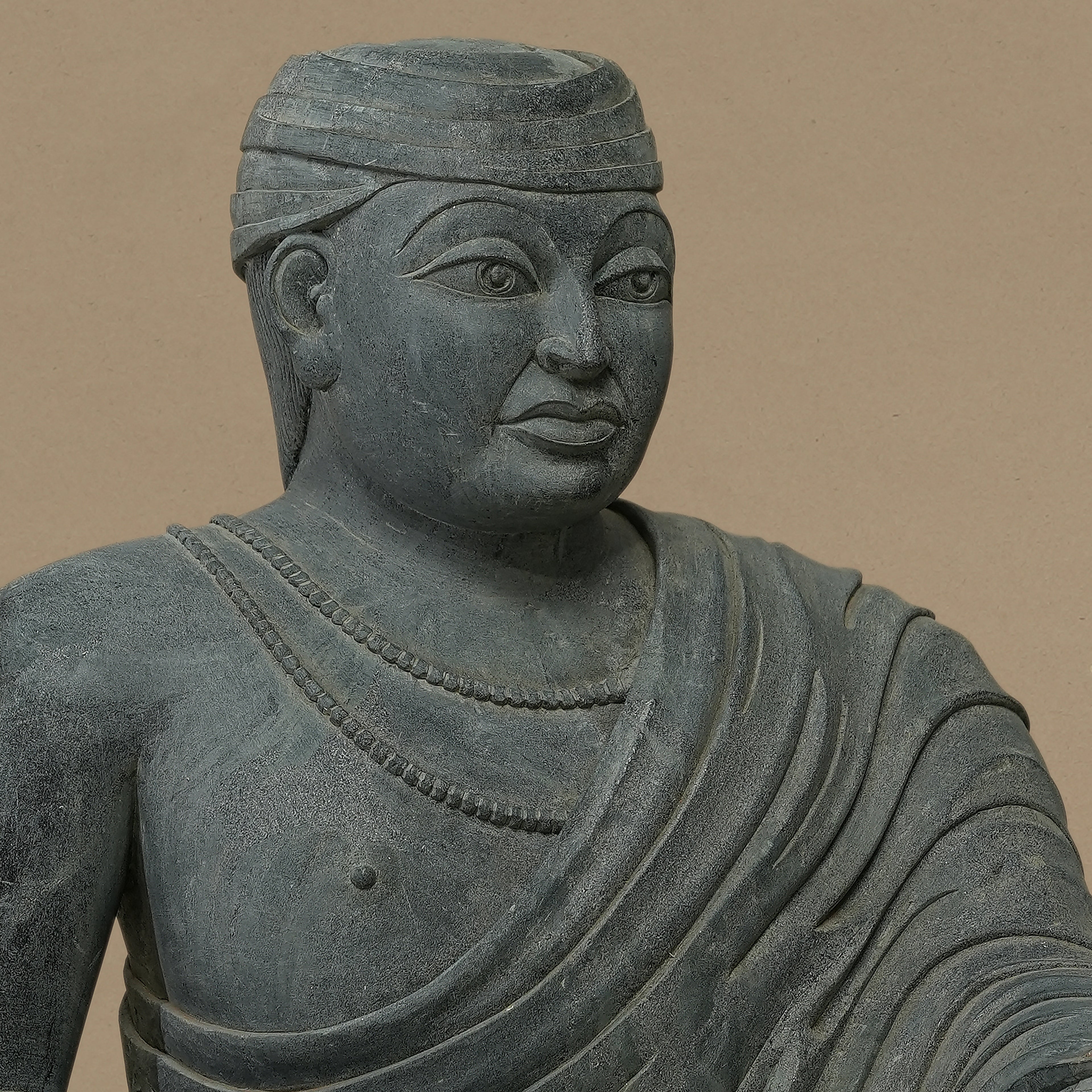 16" Harmonium-Playing Musician Statue | Handcrafted from Dungarpur Black Stone