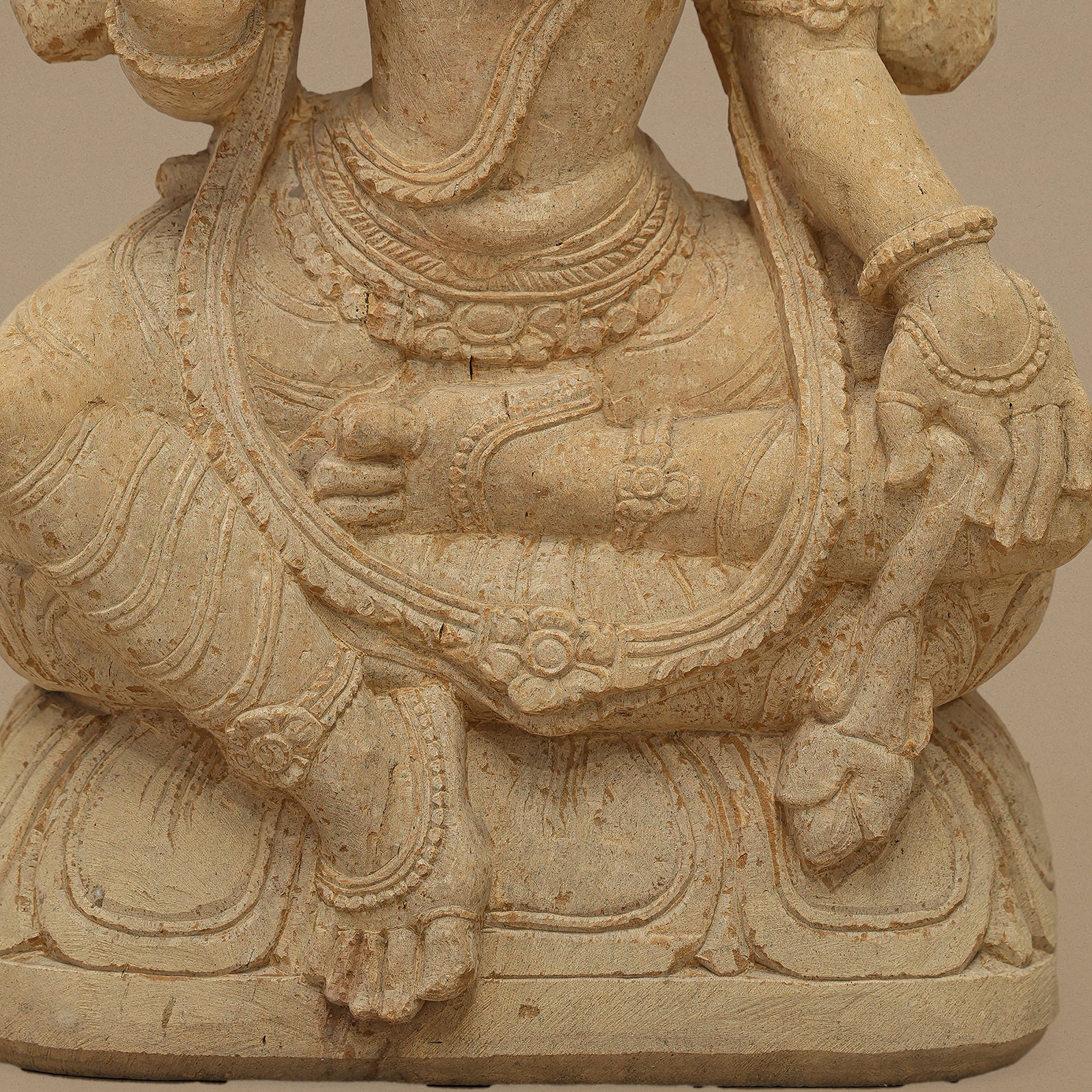 14" God Vishnu Statue | Handcrafted from Yellow Sandstone