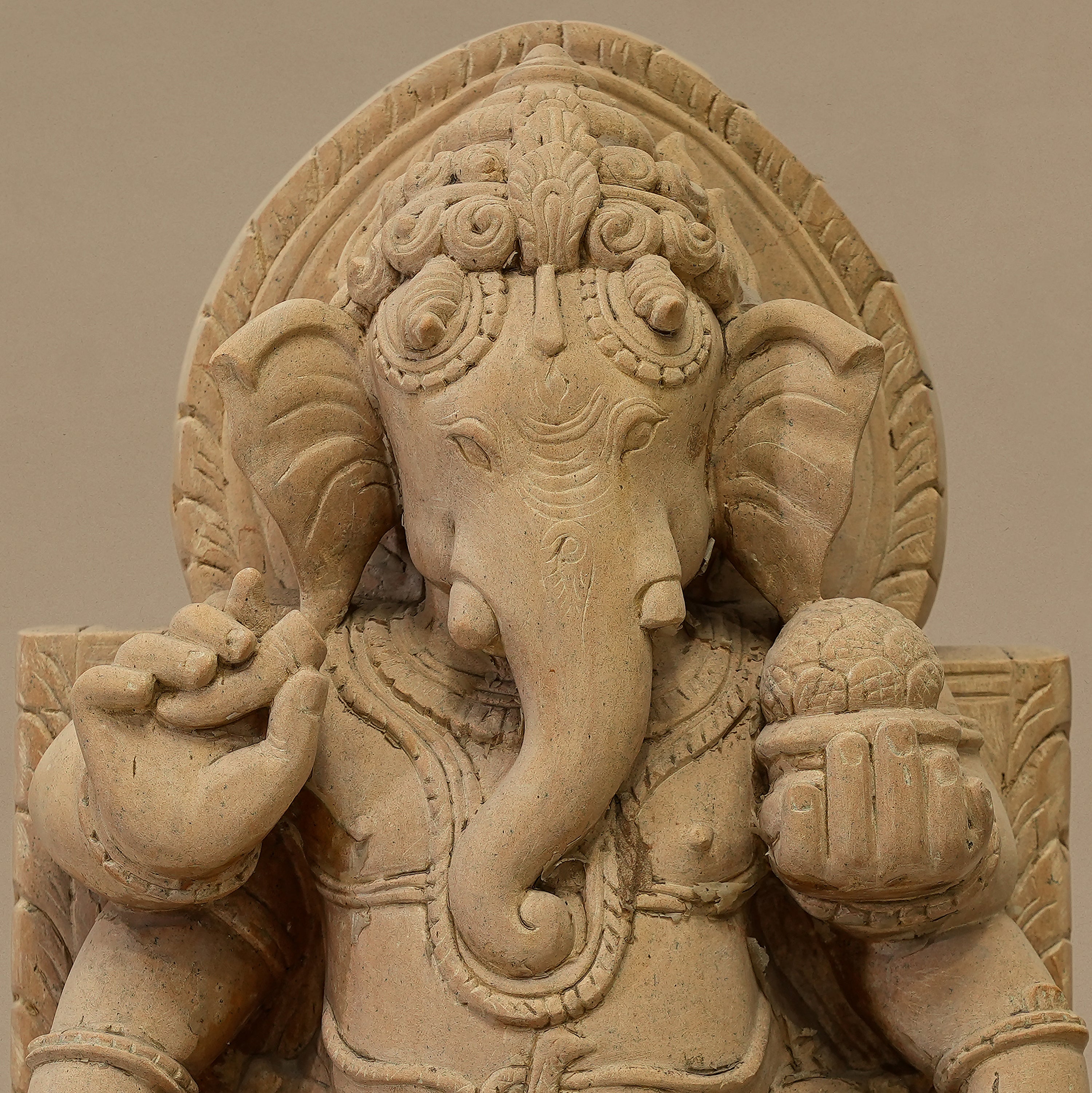 14.5" Standing Lord Ganesha Statue | Handcrafted from Yellow Sandstone