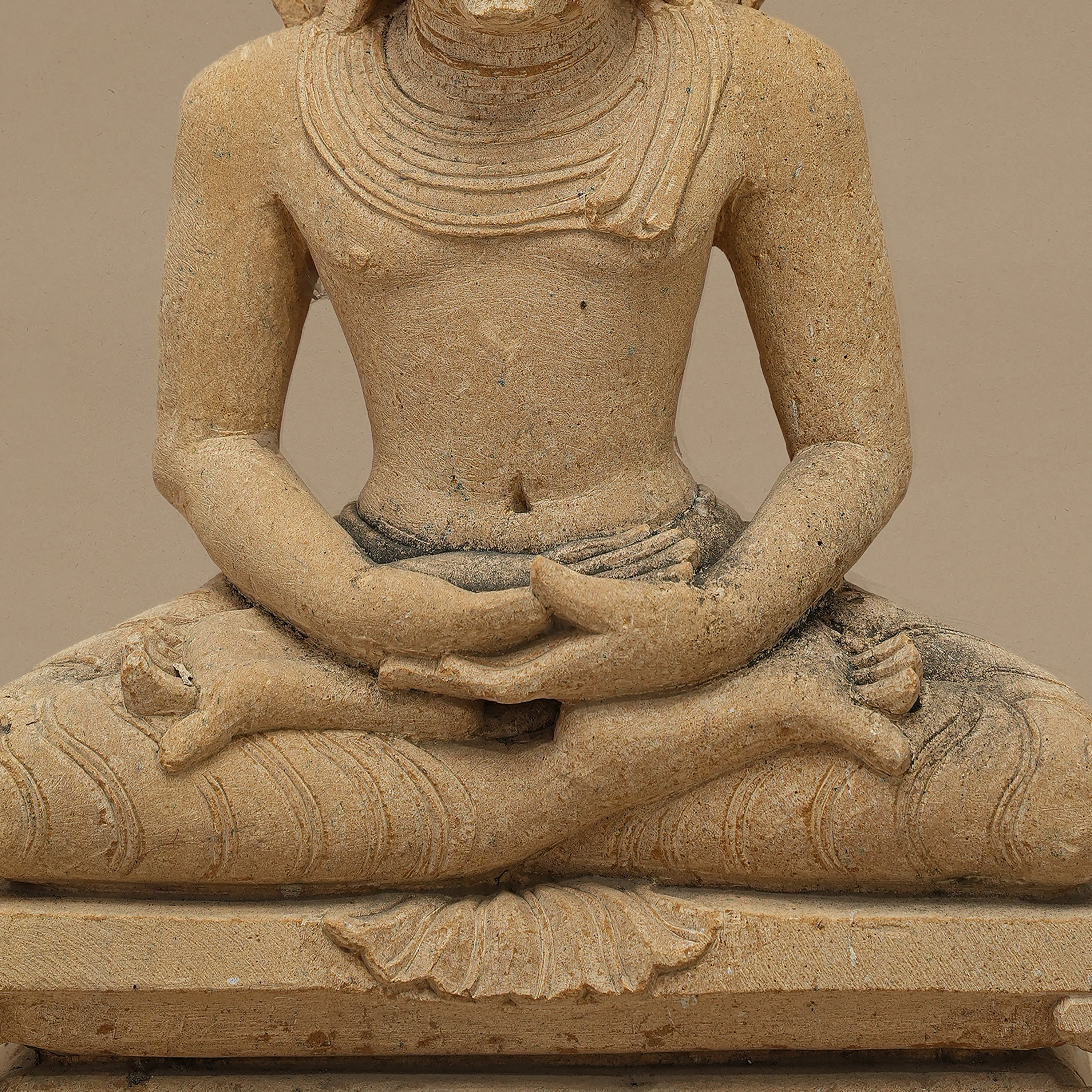 14" Lord Buddha Statue | Handcrafted from Yellow Sandstone