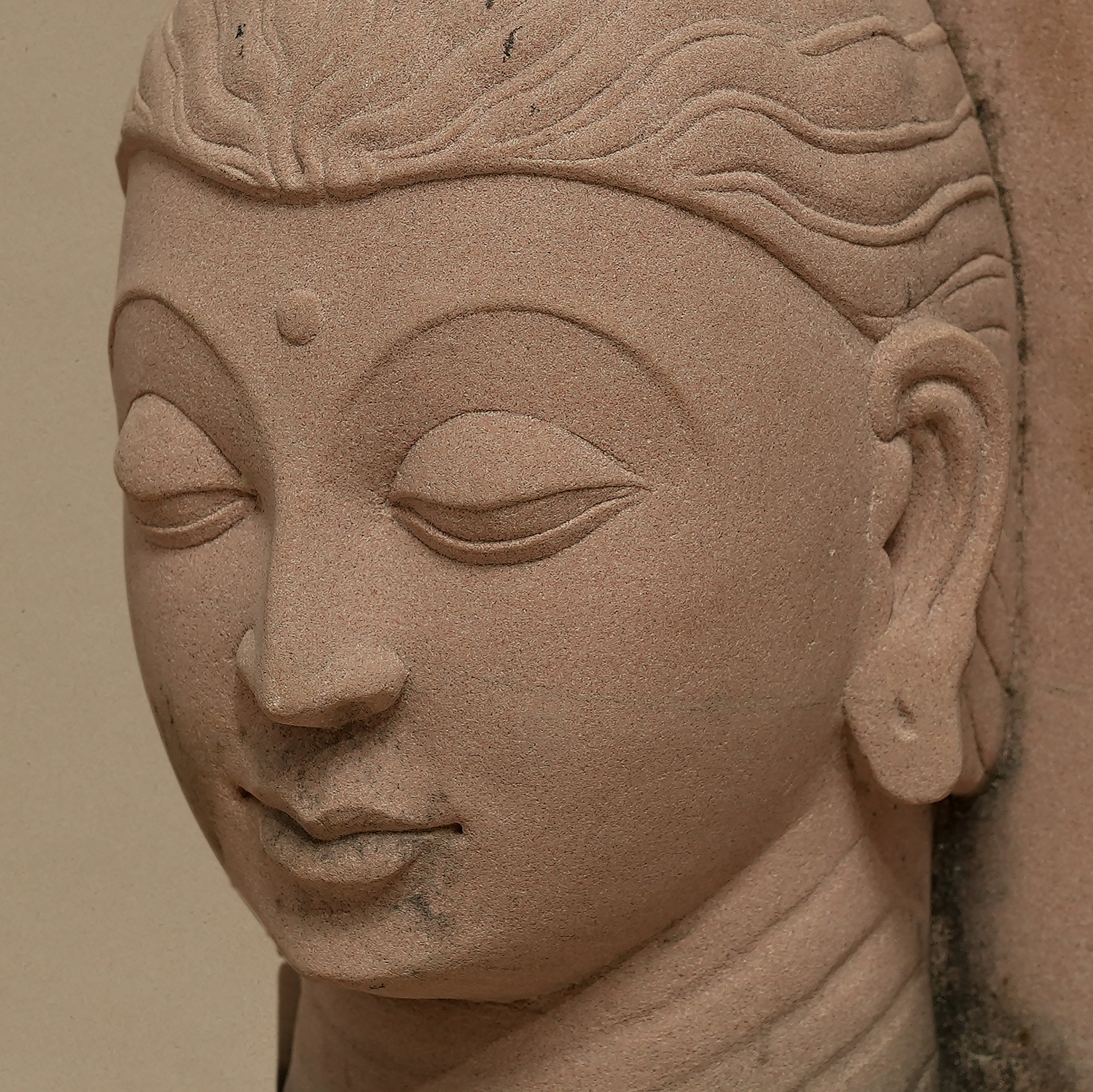 10" Bust of Lord Buddha | Handcrafted from Pink Sandstone