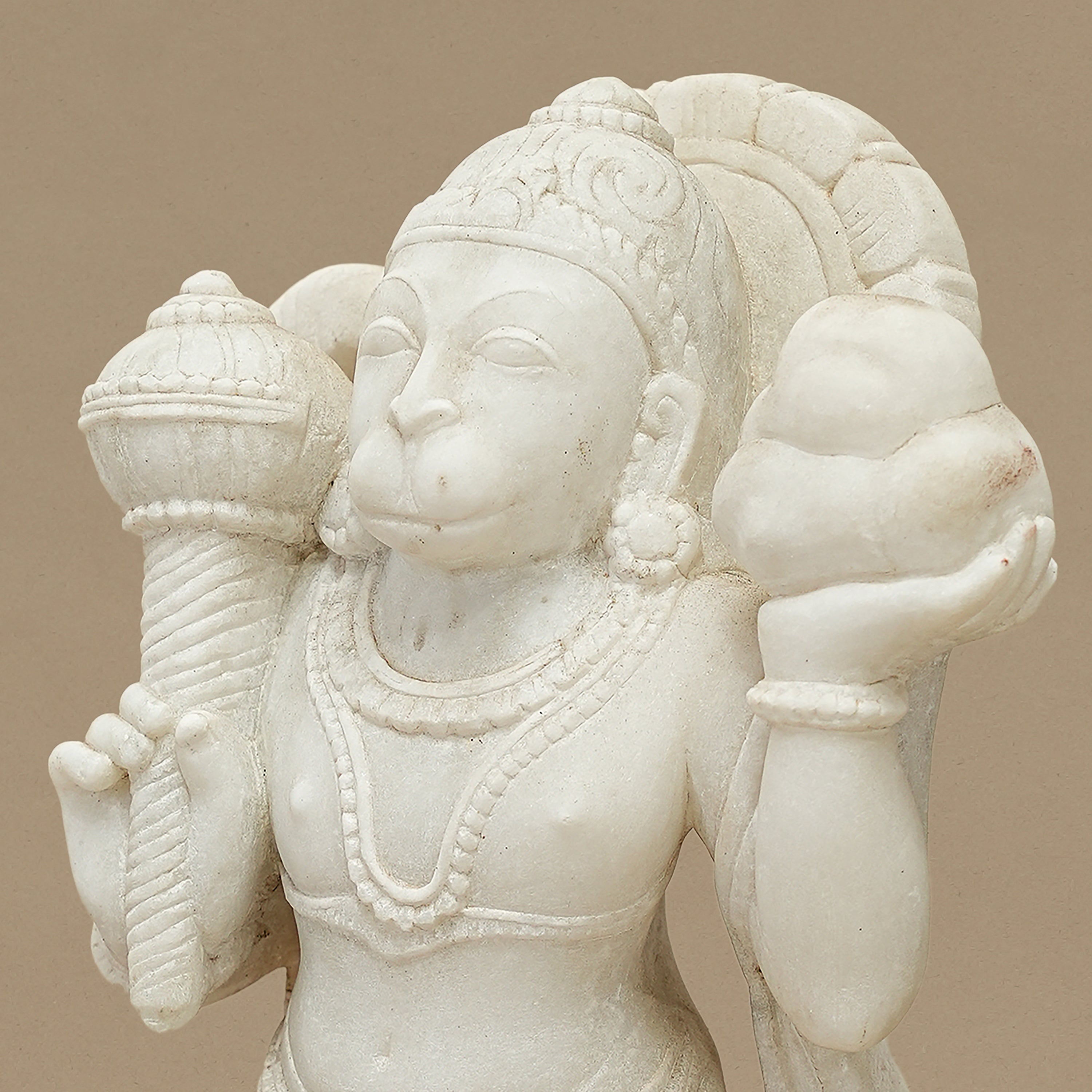 15" Lord Hanuman Statue | Handcrafted from White Marble