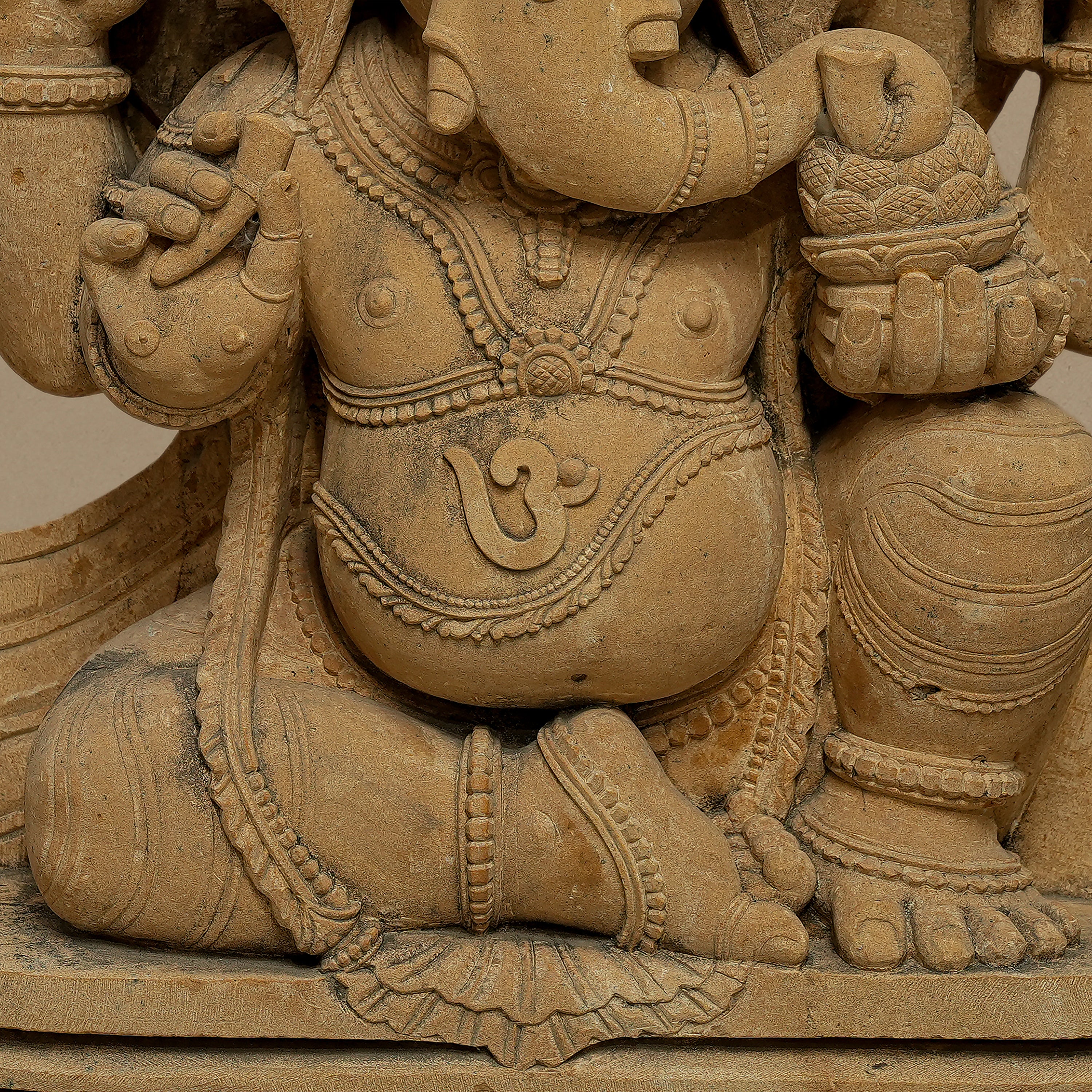 18" Lord Ganesha Statue | Handcrafted from Yellow Sandstone